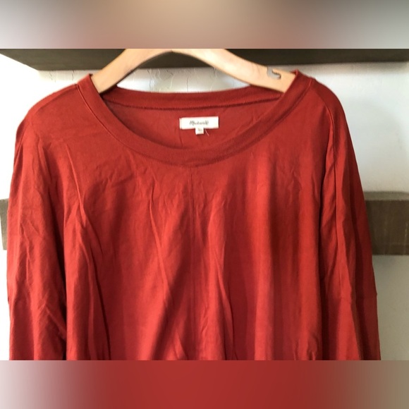 Madewell|Plus size burnt orange/rust color lightweight Crewneck sweater top•2X - Picture 3 of 11